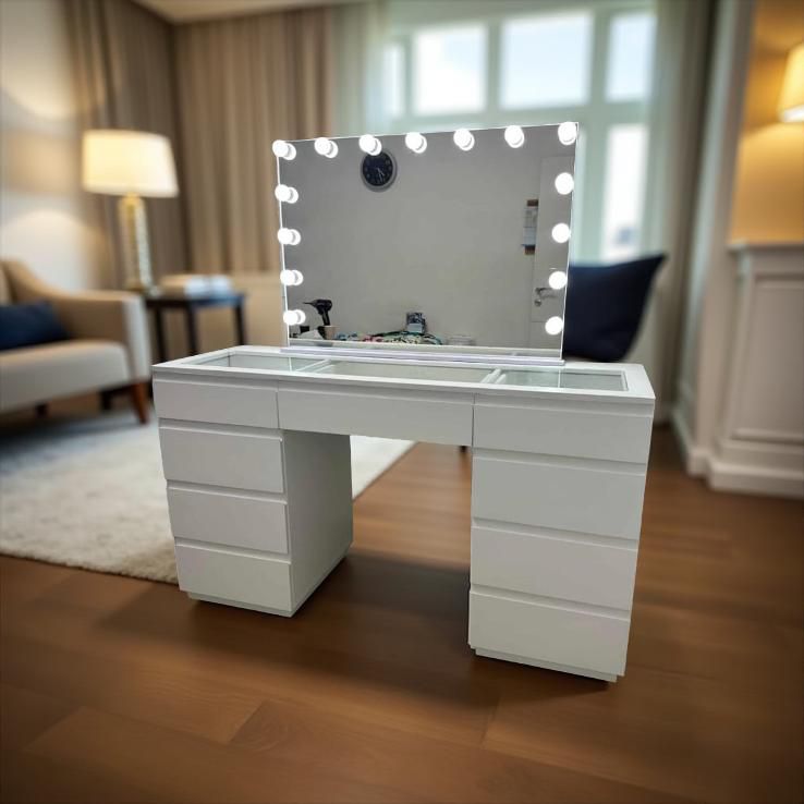 שידת איפור יוקרתית + מראה דגם "בר" צבע לבן (תוצרת הארץ) – תמונה 3