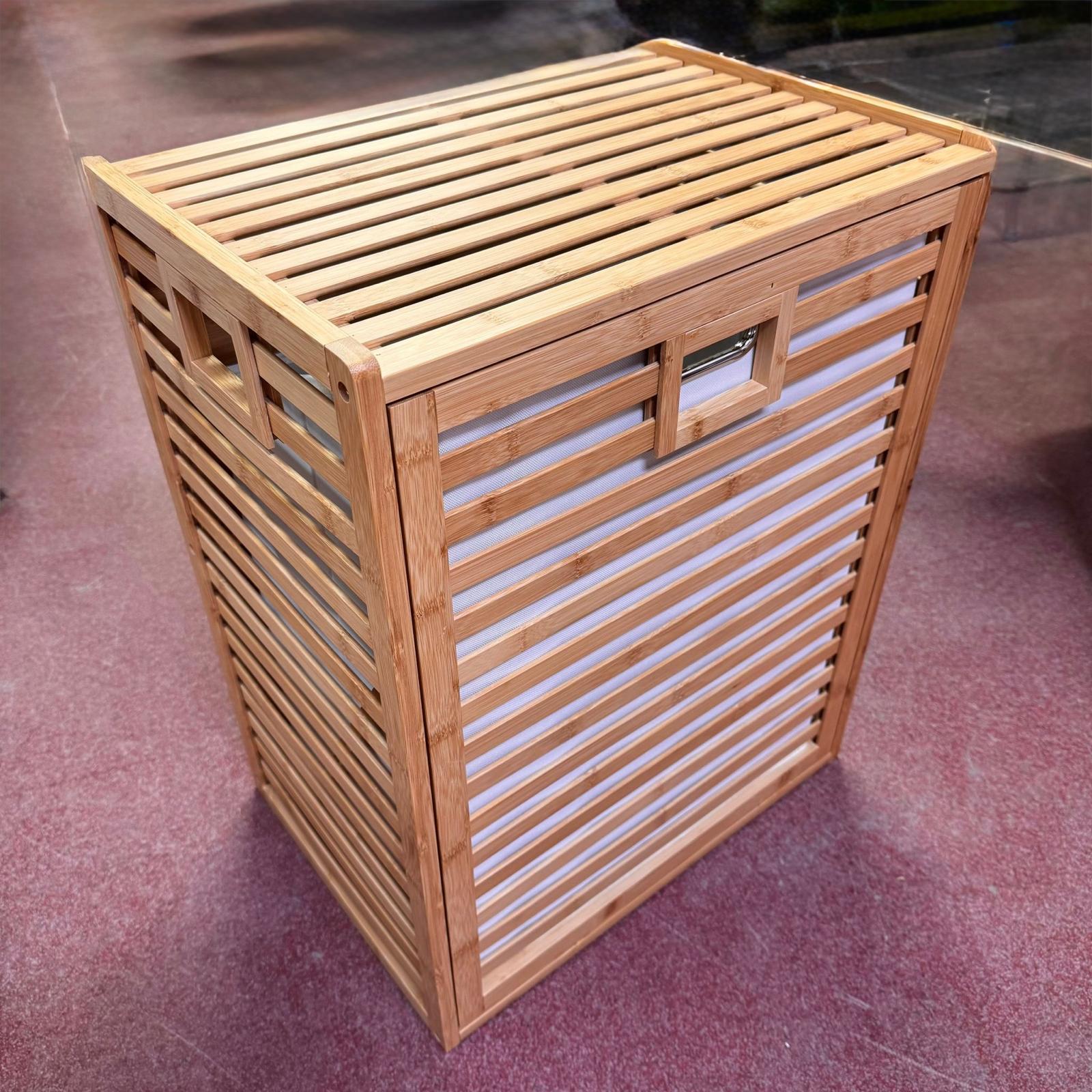 סל כביסה פתיחה קדמית מבמבוק דגם "תאי" – תמונה 3