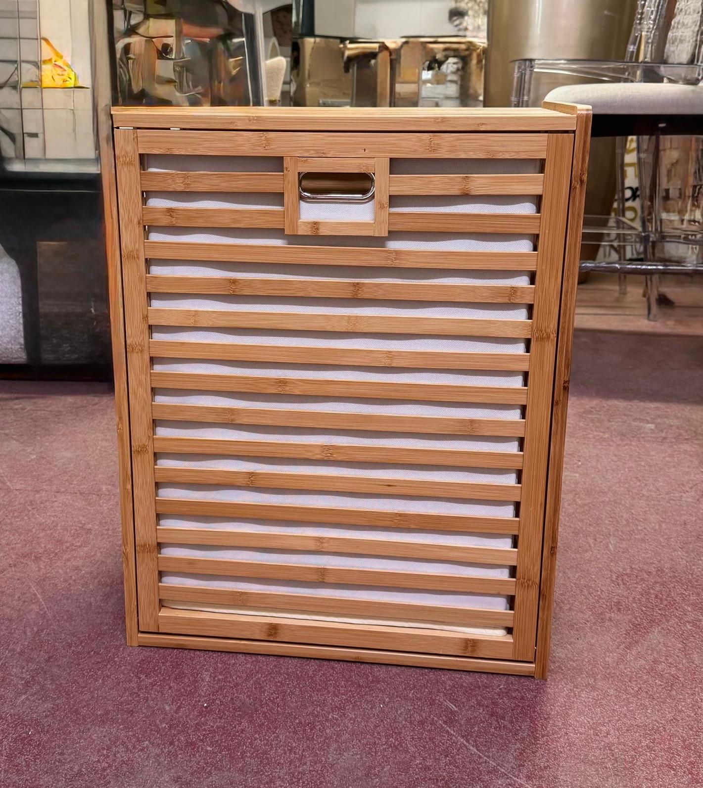 סל כביסה פתיחה קדמית מבמבוק דגם "תאי" – תמונה 4