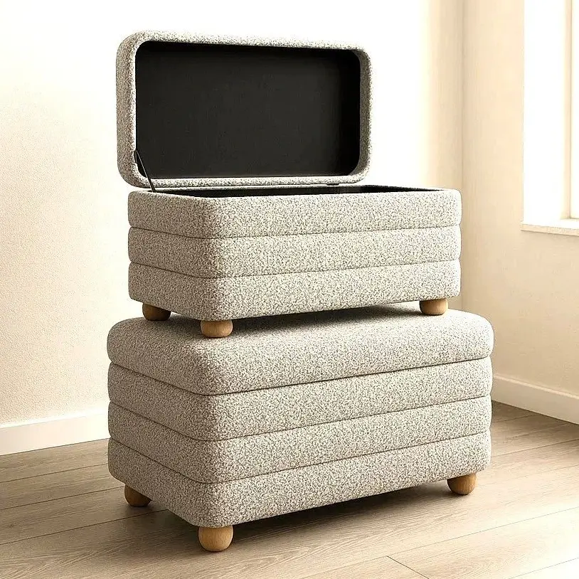 סט שני הדומים נפתחים בד בוקלה בצבע אפור