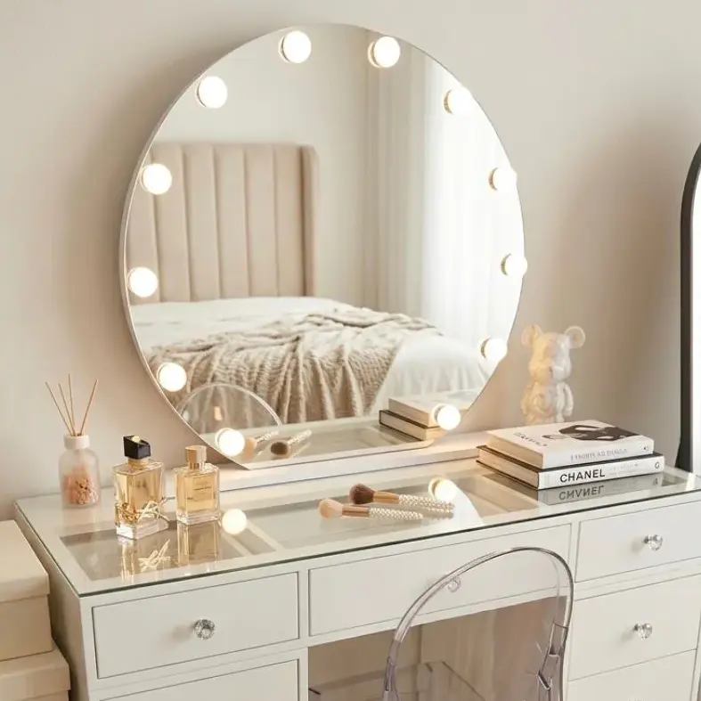 מראת איפור/שולחן עגולה תאורת LED דגם "מישל"